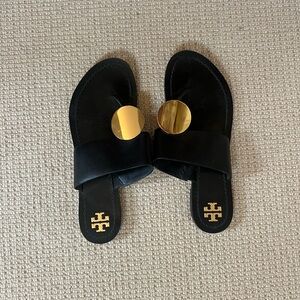 Tory Burch Black and Gold Women's Sandals